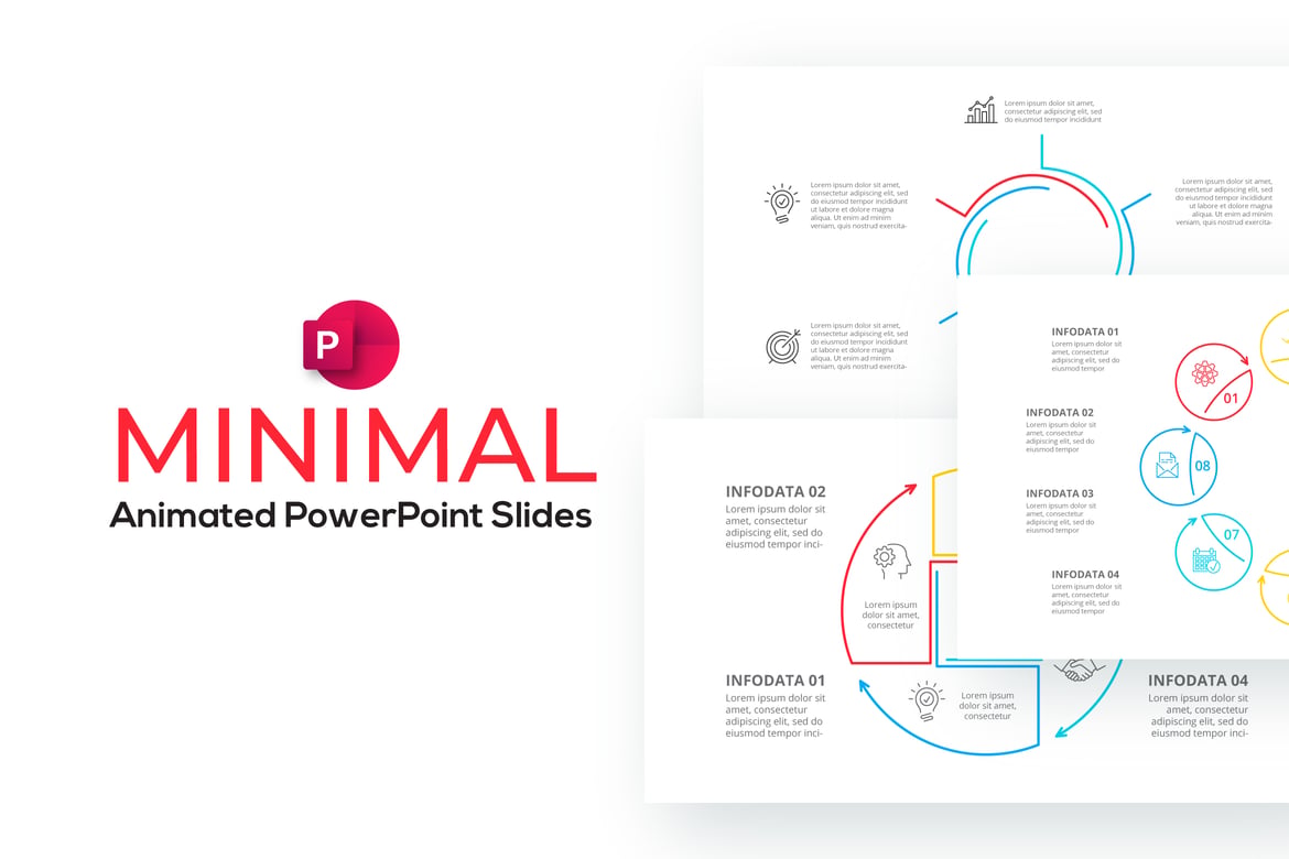 Template PowerPoint Infografis Animasi Minimalis yang Menarik