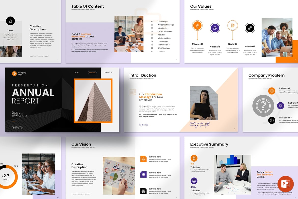 Template Presentasi PowerPoint Tahunan yang Minimalis dan Profesional