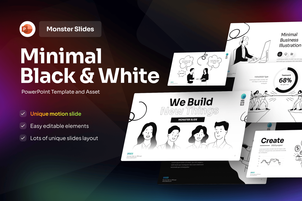 Template PowerPoint Minimalis Hitam & Putih yang Elegan
