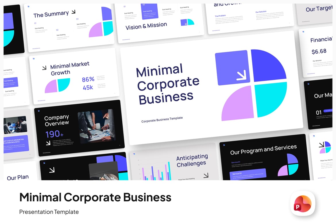 Template PowerPoint Bisnis Minimalis untuk Presentasi Profesional