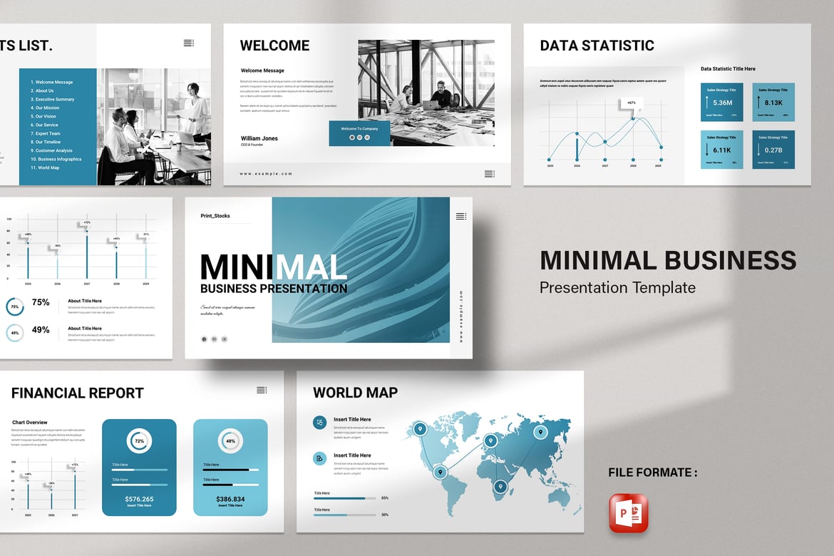 Template Presentasi PowerPoint Bisnis Minimalis yang Modern dan Profesional