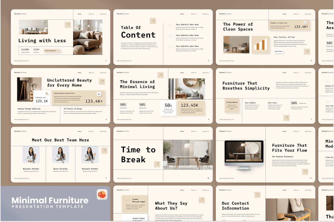 Template Presentasi PowerPoint Furniture Minimalis yang Menarik