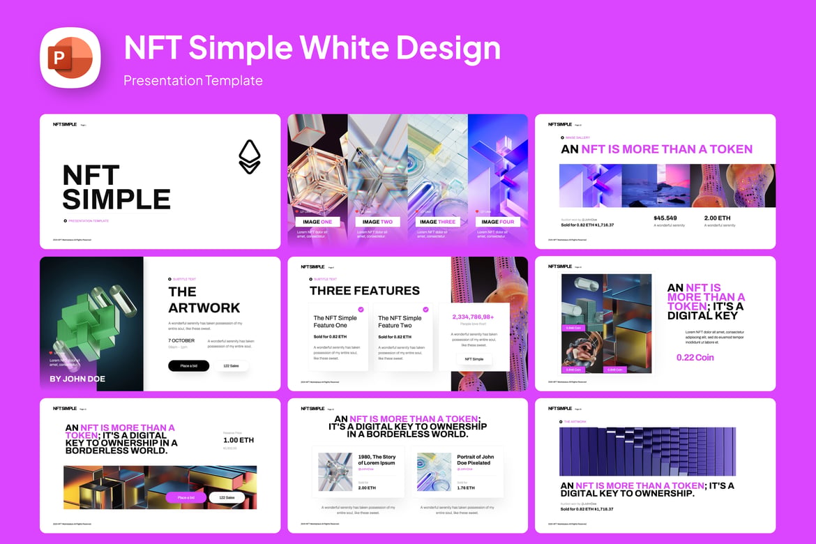 Template PowerPoint NFT Minimalis dan Elegan