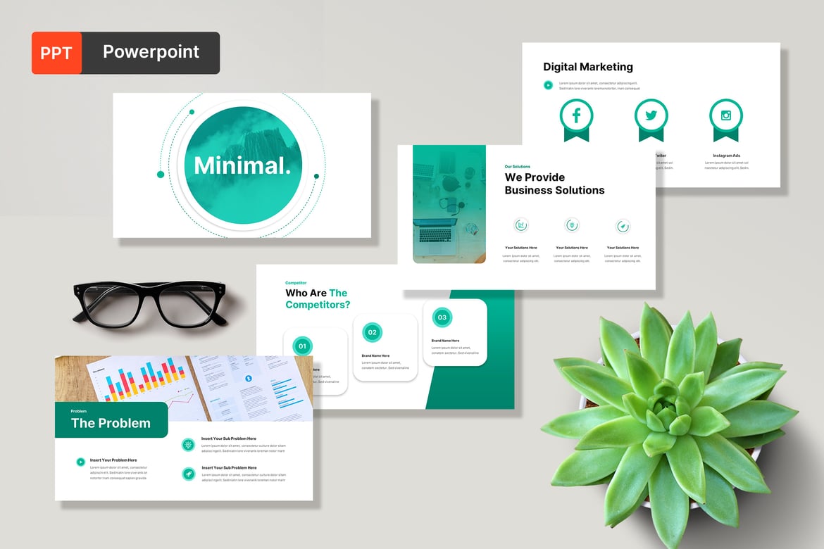 Template Presentasi PowerPoint Pitch Deck Minimalis yang Menarik