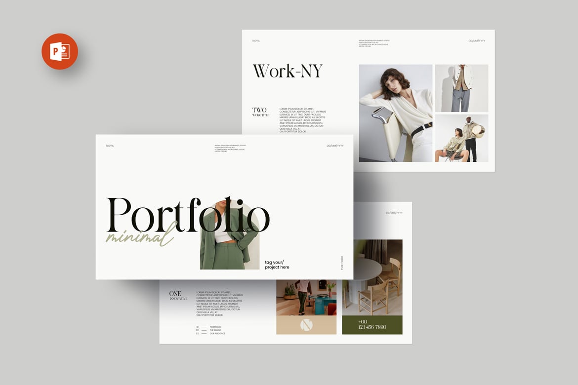 Template PowerPoint Portofolio Minimalis yang Elegan