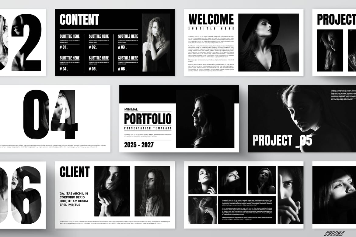 Template Presentasi PowerPoint Portofolio Minimalis yang Modern dan Kreatif