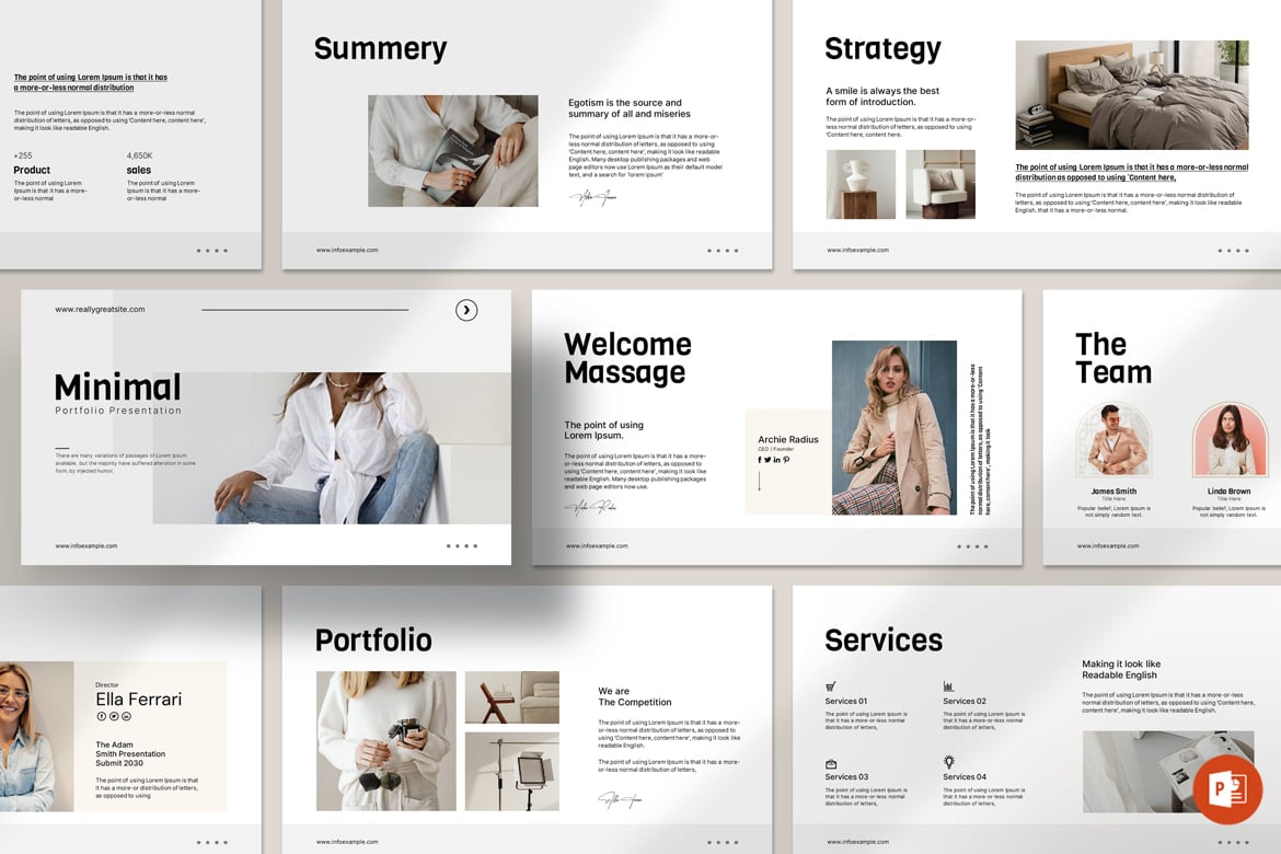 Template Presentasi PowerPoint Portofolio Minimalis yang Menarik