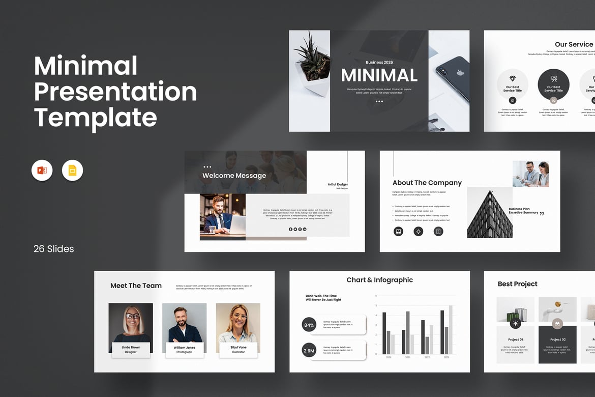 Template Presentasi PowerPoint Minimalis untuk Bisnis dan Pemasaran