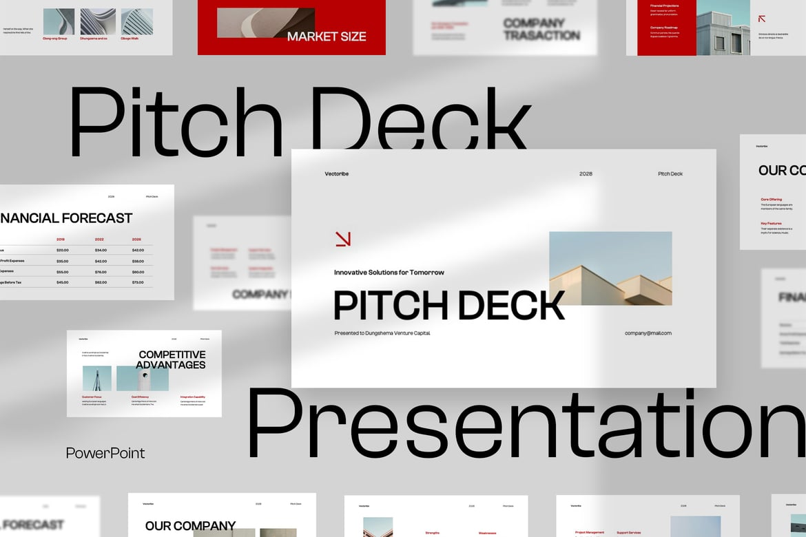 Template Presentasi Pitch Deck Merah Minimalis yang Memukau