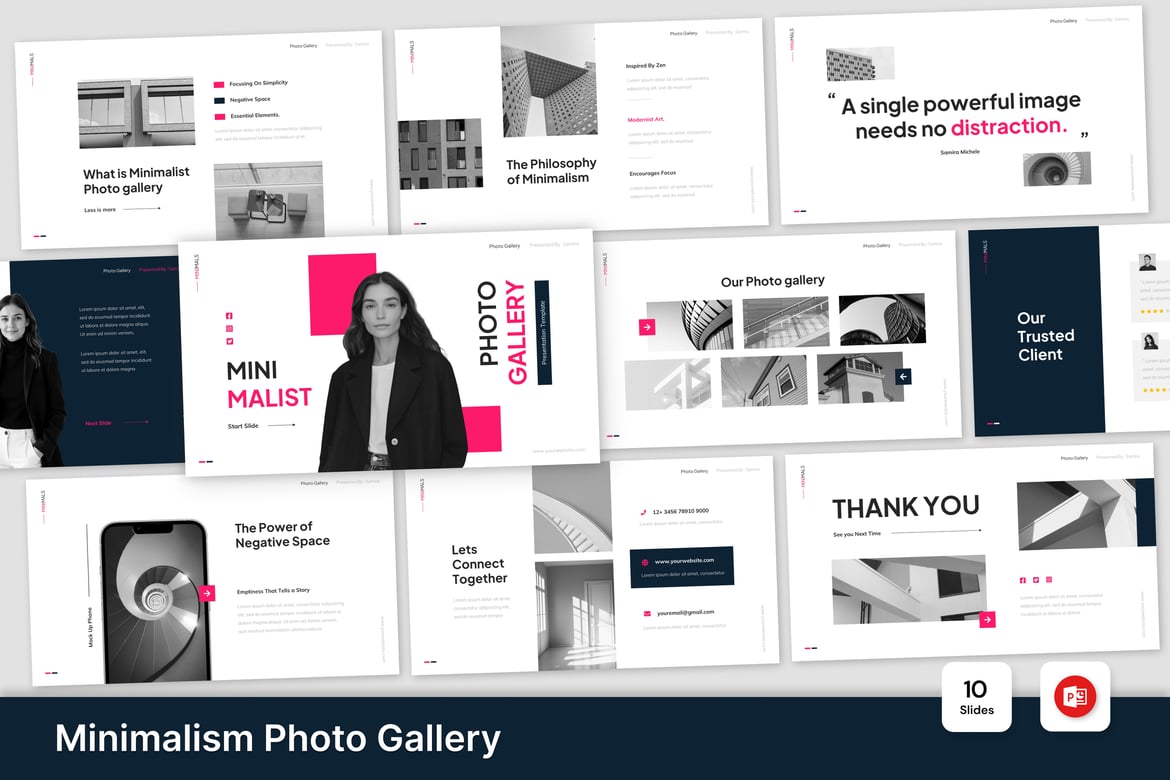 Template Presentasi PowerPoint Galeri Foto Minimalis yang Elegan