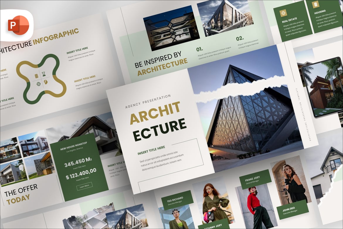 Template PowerPoint Arsitektur Minimalis yang Memukau