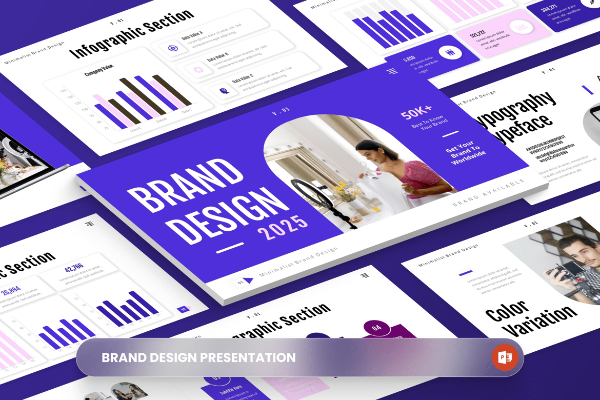 Template Presentasi PowerPoint Desain Merek Minimalis yang Elegan