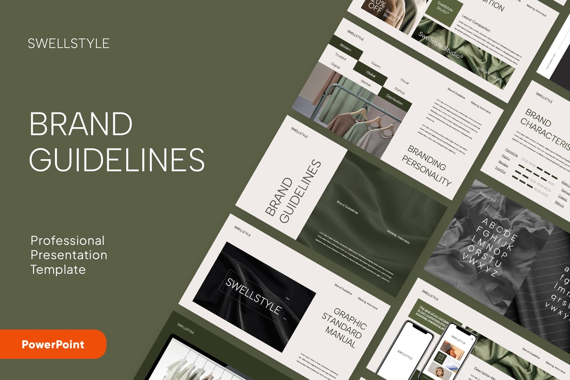Template PowerPoint Panduan Merek Minimalis yang Profesional