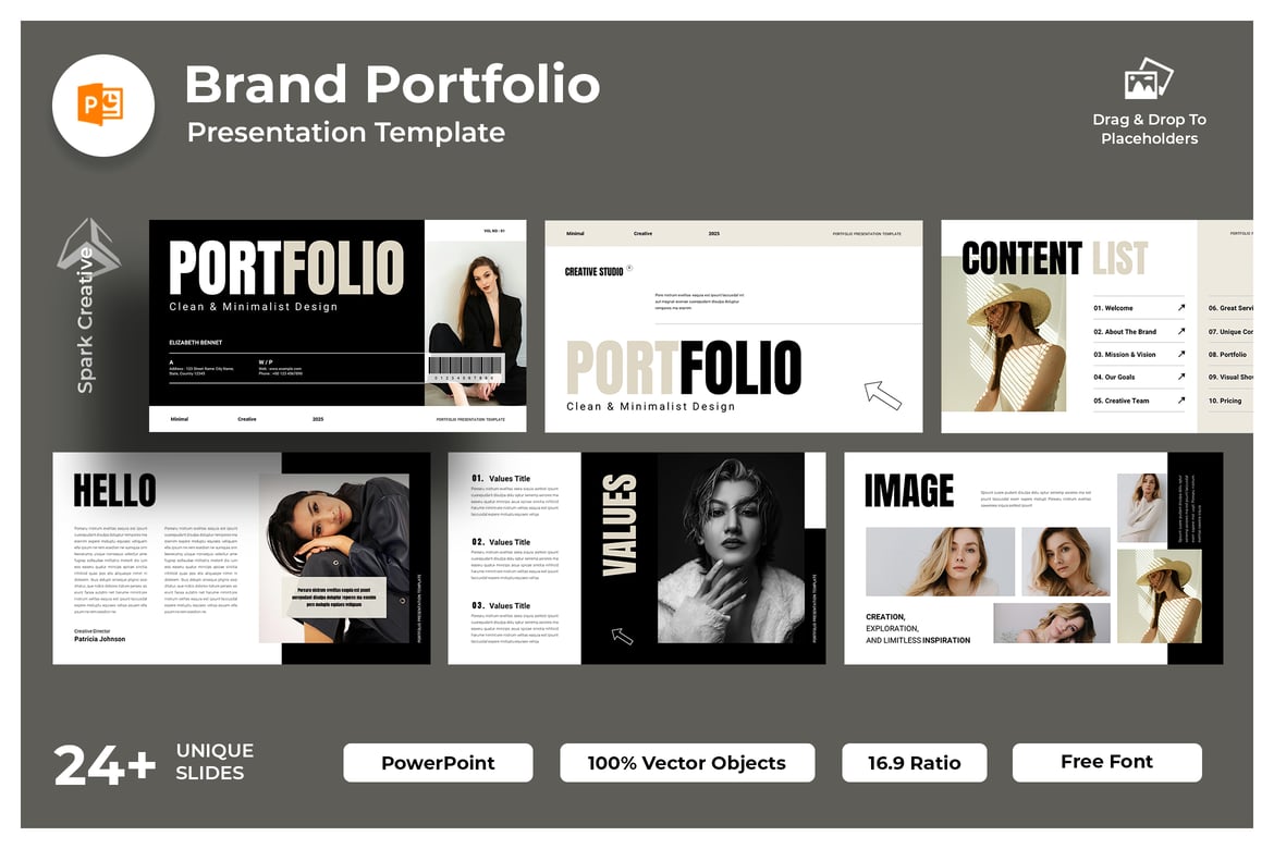 Template PowerPoint Portofolio Brand Minimalis yang Modern
