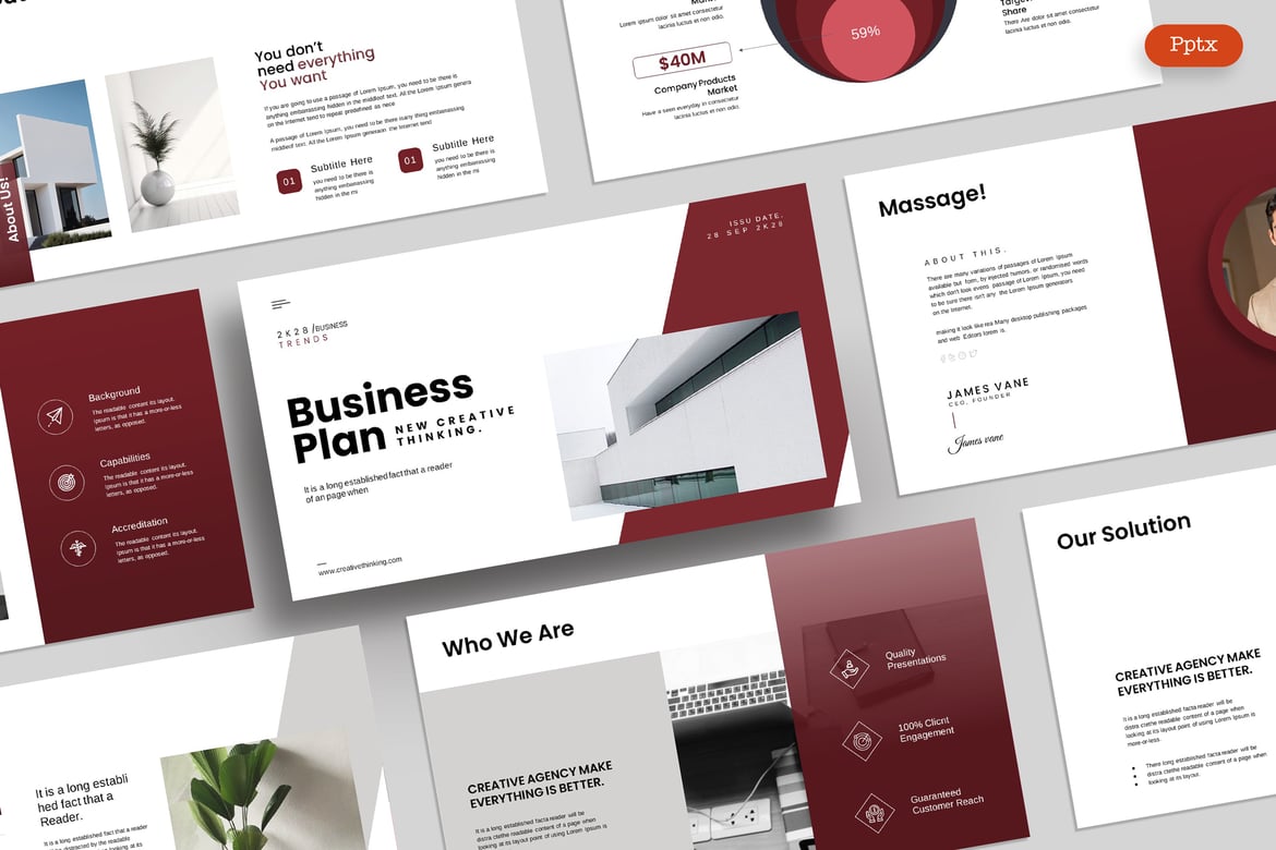 Template Presentasi PowerPoint Rencana Bisnis Minimalis yang Menarik