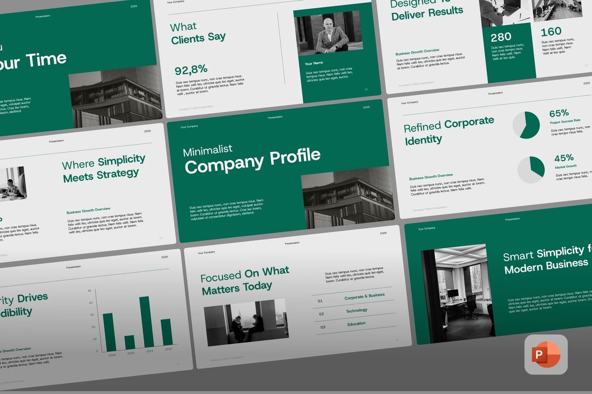 Template Powerpoint Profil Perusahaan Minimalis dan Efektif
