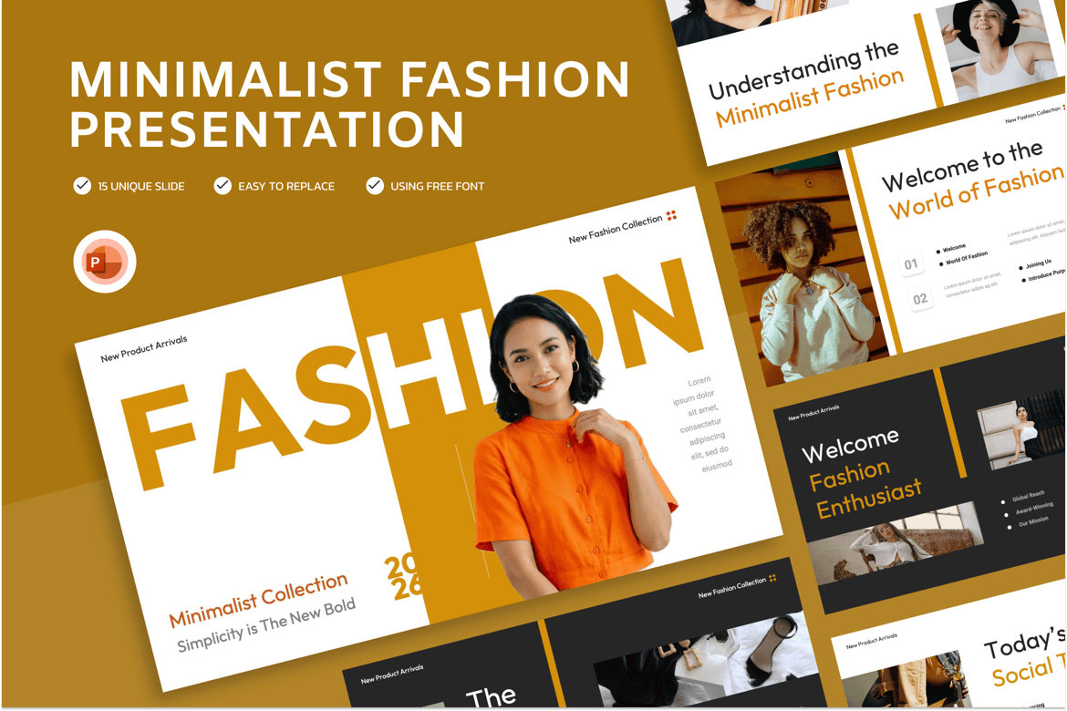 Template Presentasi Powerpoint Fashion Minimalis yang Elegan