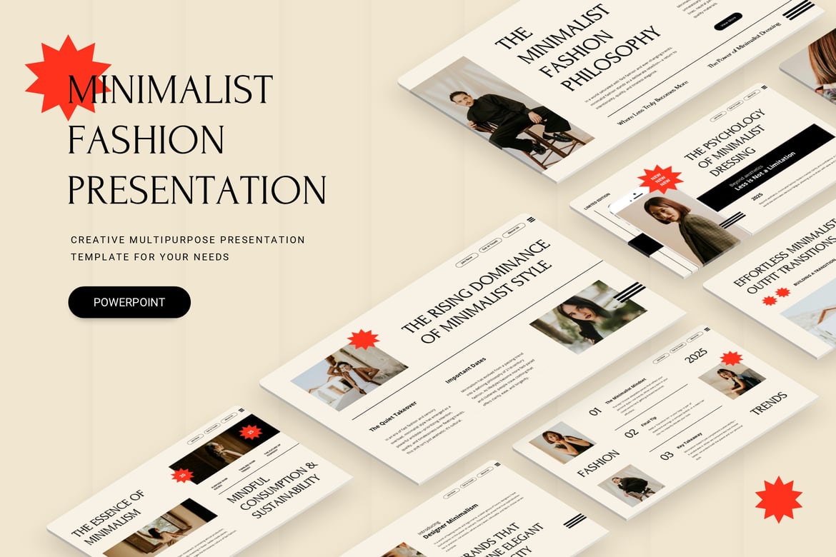 Template Presentasi PowerPoint Fashion Minimalis