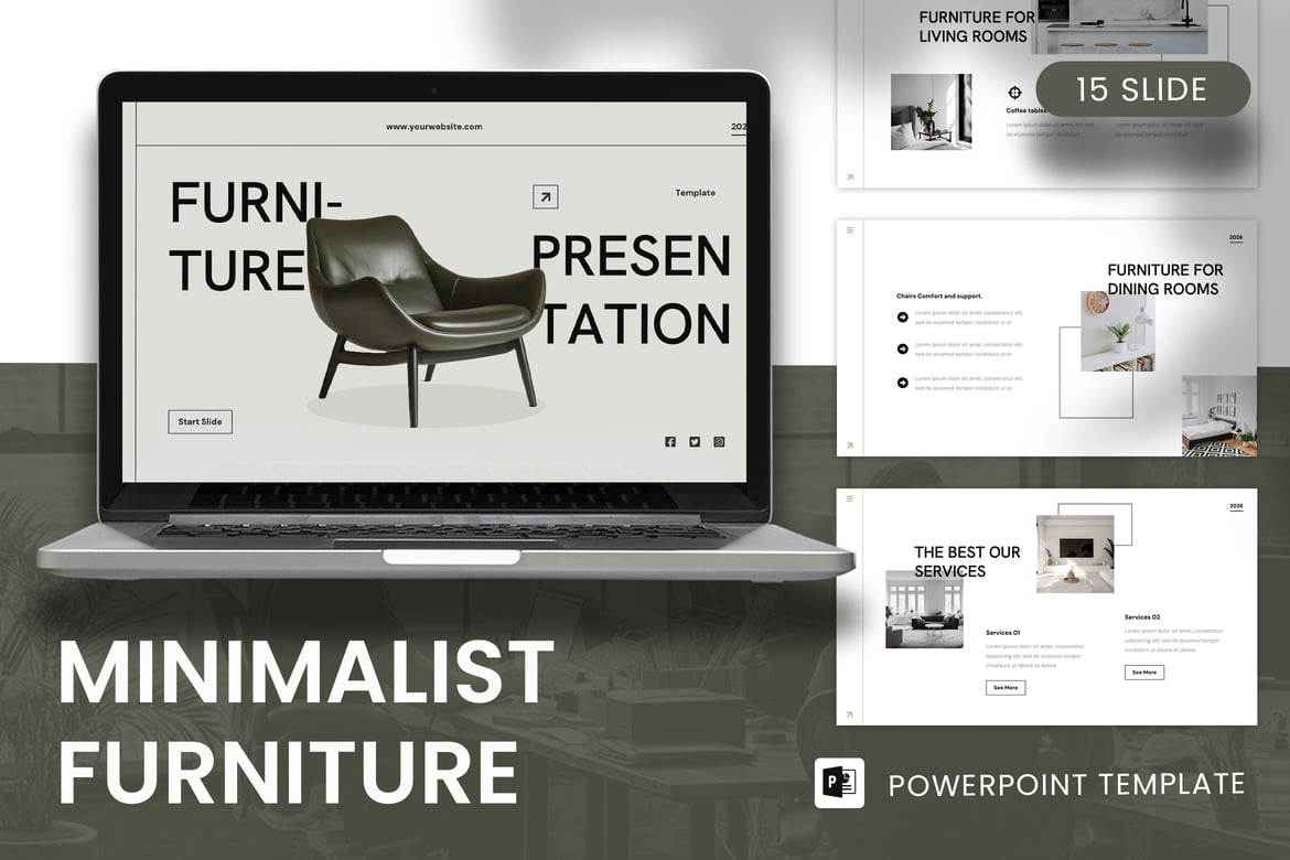 Template PowerPoint Furniture Minimalis yang Elegan dan Modern