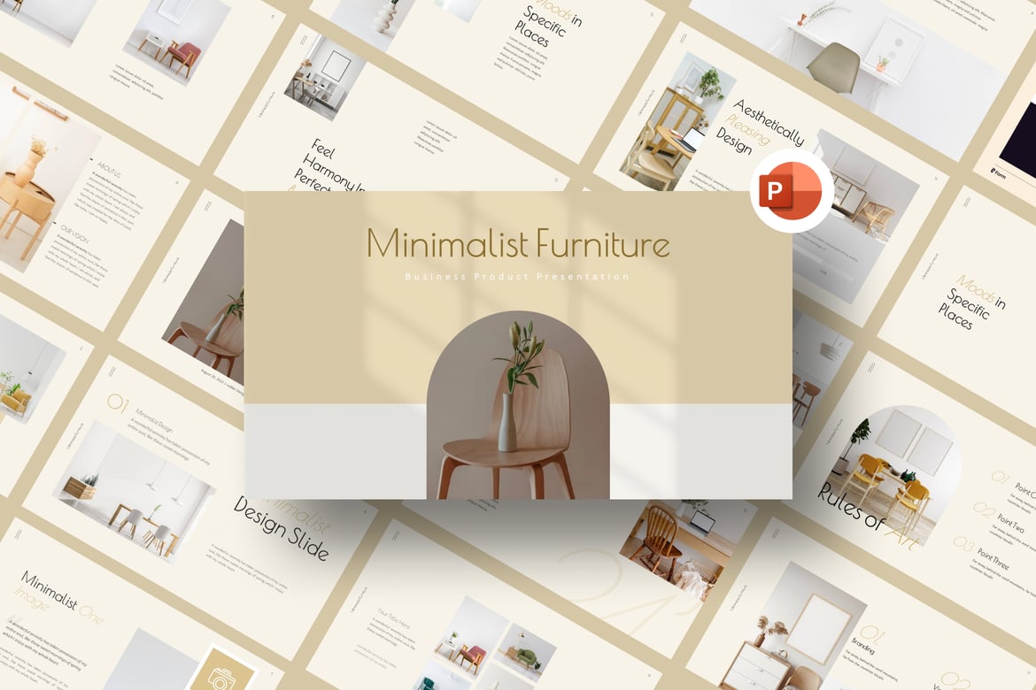 Template Presentasi PowerPoint Furnitur Minimalis yang Elegan