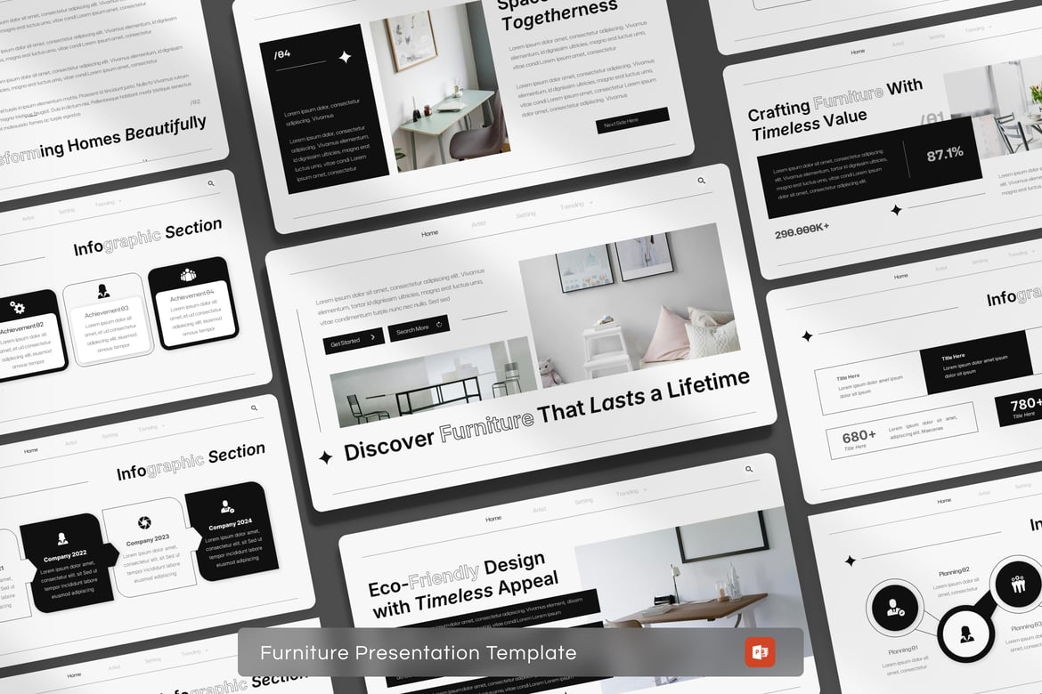 Template Presentasi PowerPoint Furniture Minimalis yang Elegan