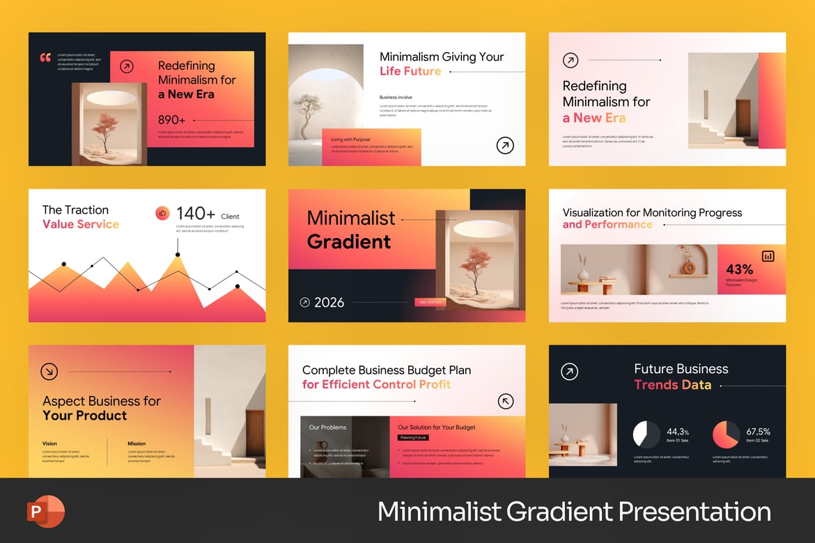 Template Presentasi PowerPoint Gradient Minimalis yang Modern