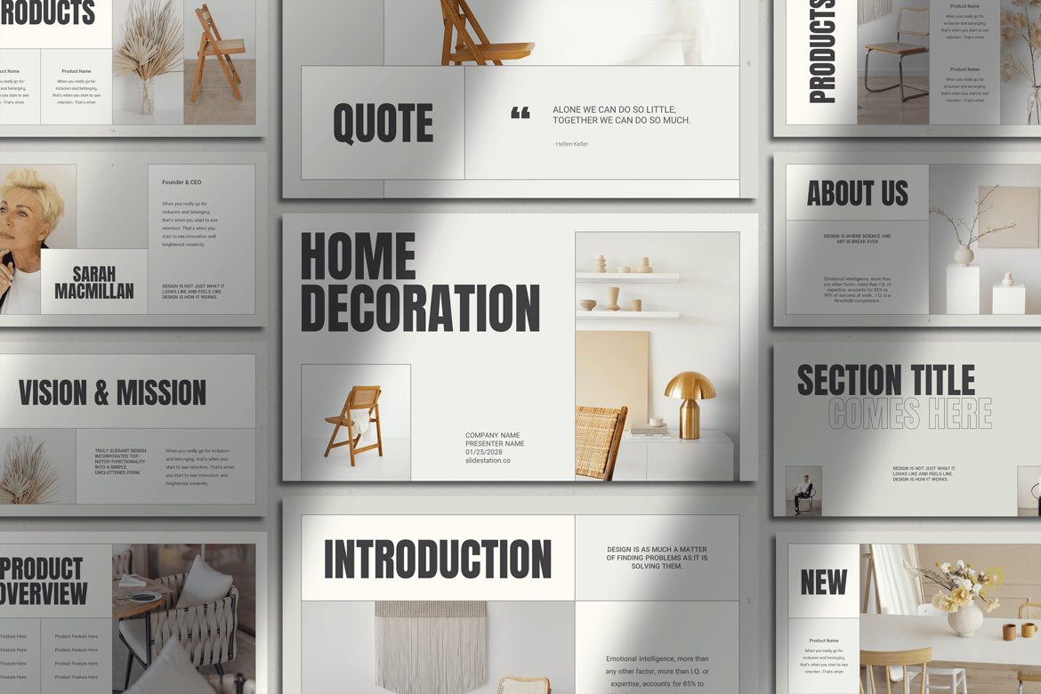 Template Presentasi PowerPoint Dekorasi Rumah Minimalis yang Elegan