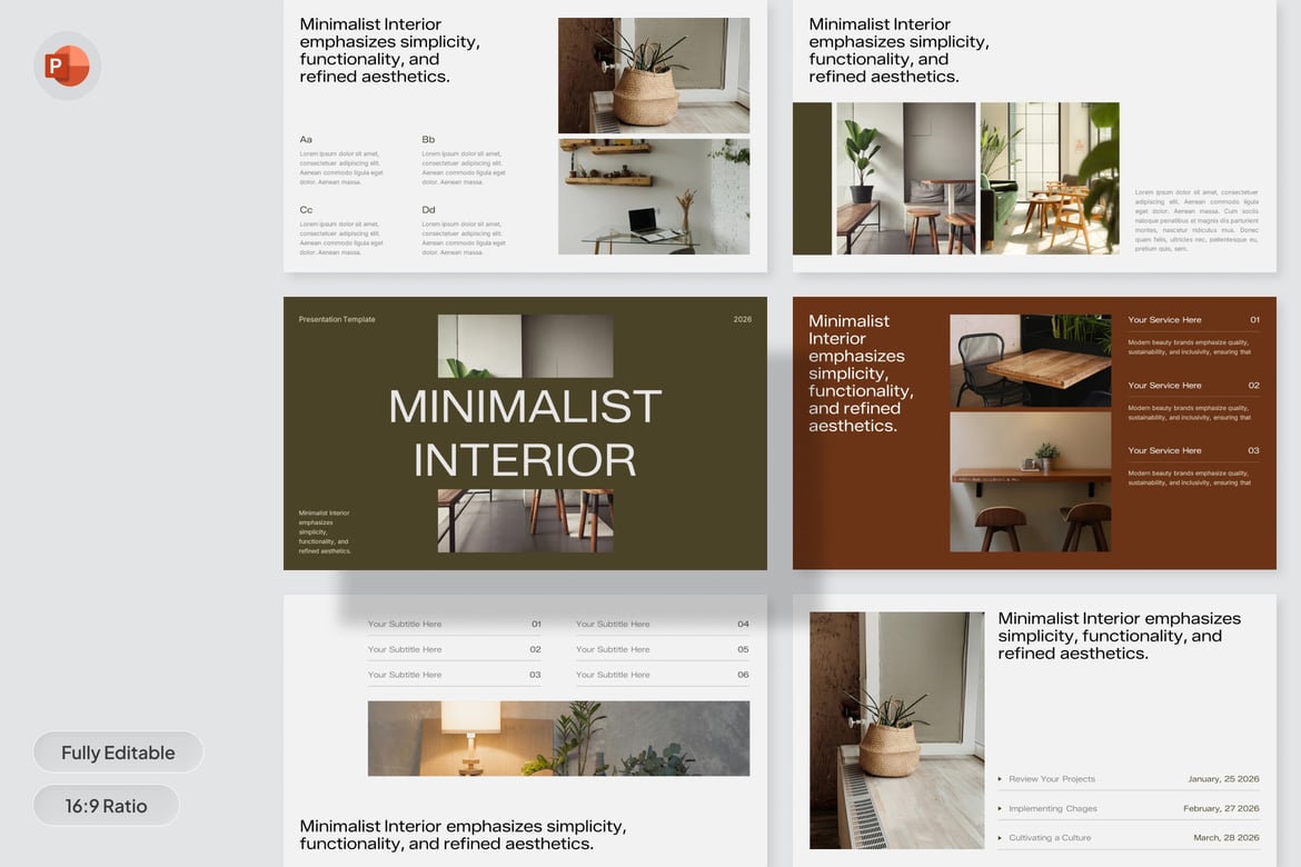 Template PowerPoint Interior Minimalis yang Elegan