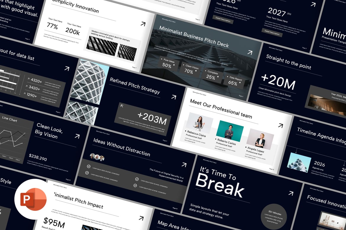 Template Presentasi PowerPoint Pitch Deck Minimalis yang Menarik
