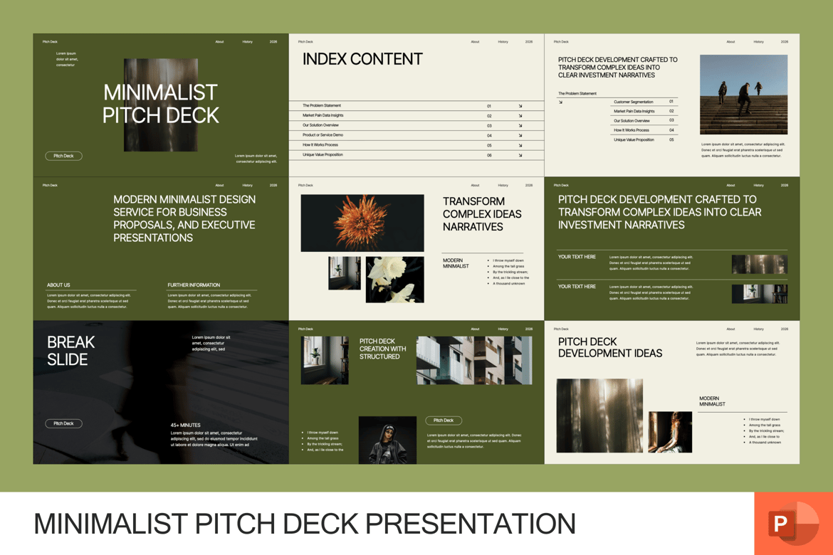 Template PowerPoint Pitch Deck Minimalis yang Menarik