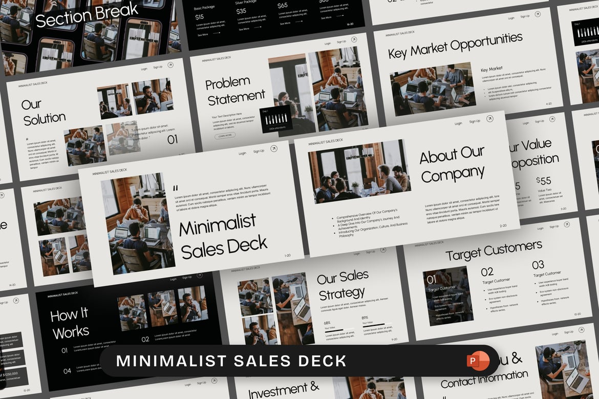Template Presentasi PowerPoint Penjualan Minimalis yang Menarik