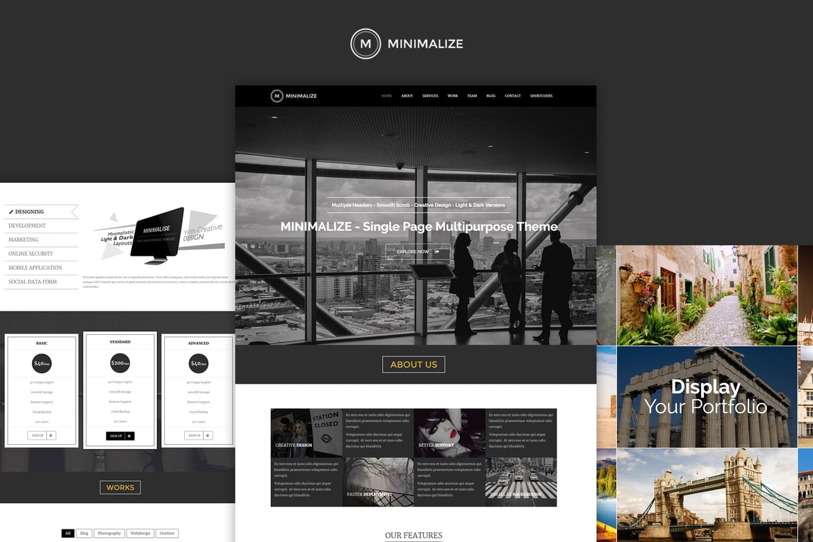 Minimalize | Template Website Satu Halaman Serbaguna yang Elegan