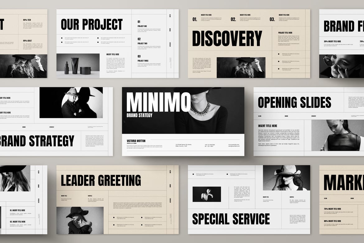 Template Presentasi PowerPoint Strategi Merek Minimo yang Modern dan Kreatif