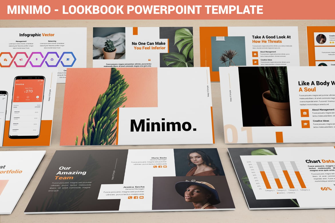 Minimo - Template Presentasi Powerpoint Lookbook yang Elegan dan Modern