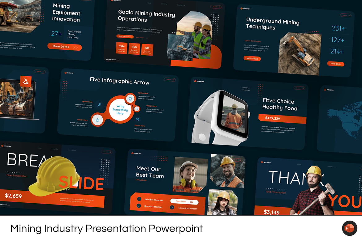 Template Presentasi PowerPoint untuk Industri Pertambangan yang Kreatif