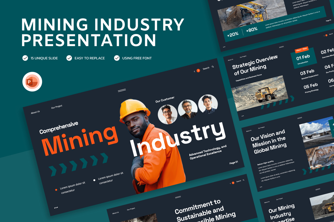 Template Powerpoint Industri Pertambangan yang Menarik dan Profesional