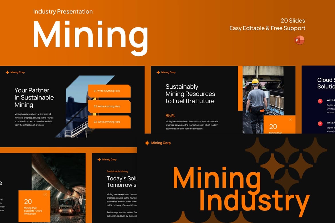 Template PowerPoint Industri Pertambangan yang Menarik