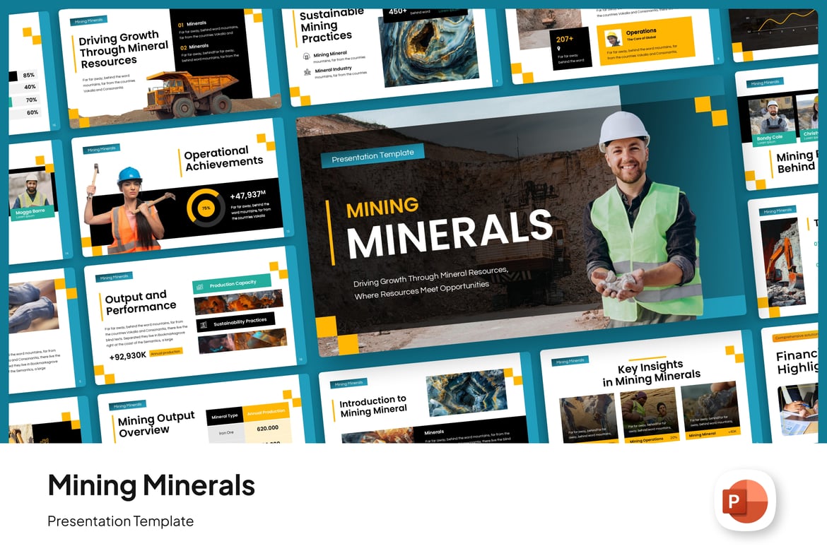 Template Presentasi PowerPoint Pertambangan Mineral yang Kreatif