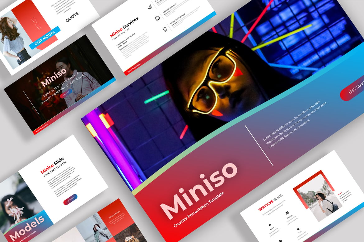 Template Presentasi Powerpoint Modern dan Kreatif dari Miniso