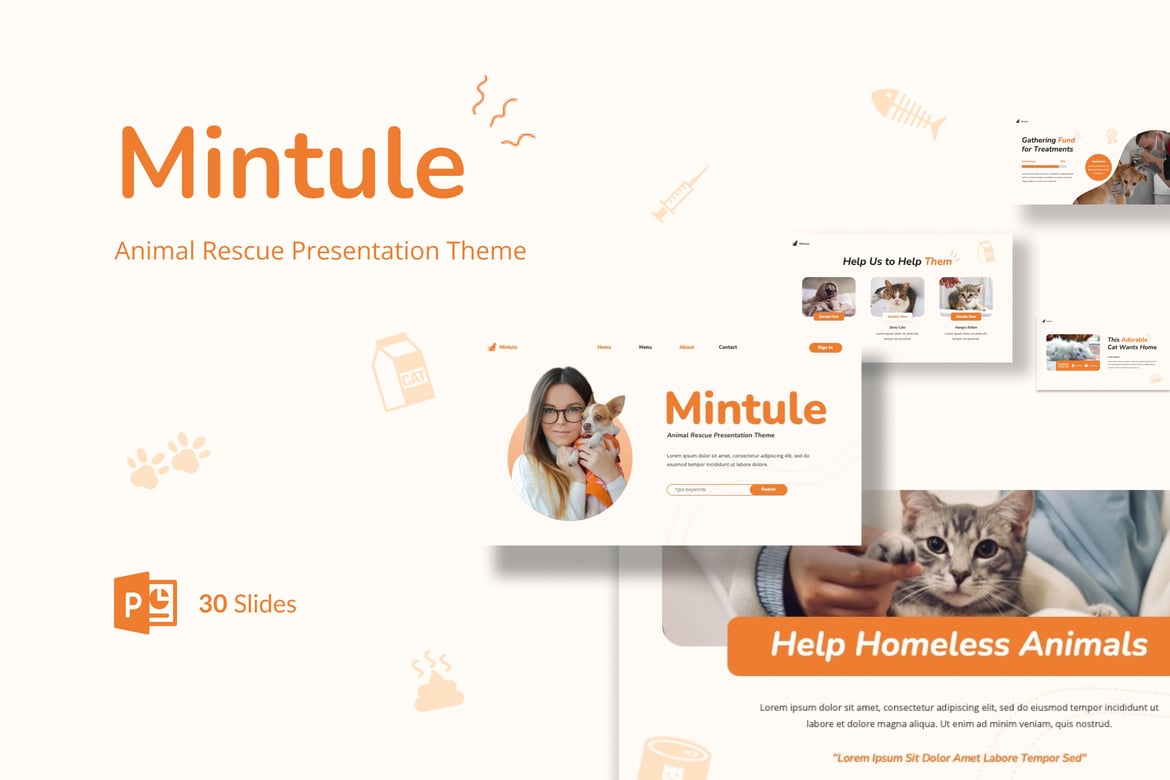 Template PowerPoint Penyajian Penyelamatan Hewan yang Menarik