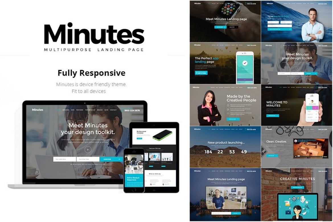 Minutes - Template Website Landing Page Responsif yang Menarik