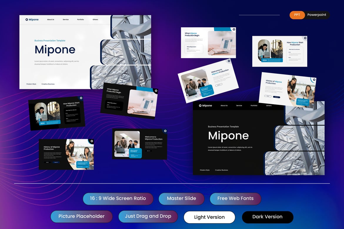 Mipone - Template PowerPoint Bisnis yang Menarik