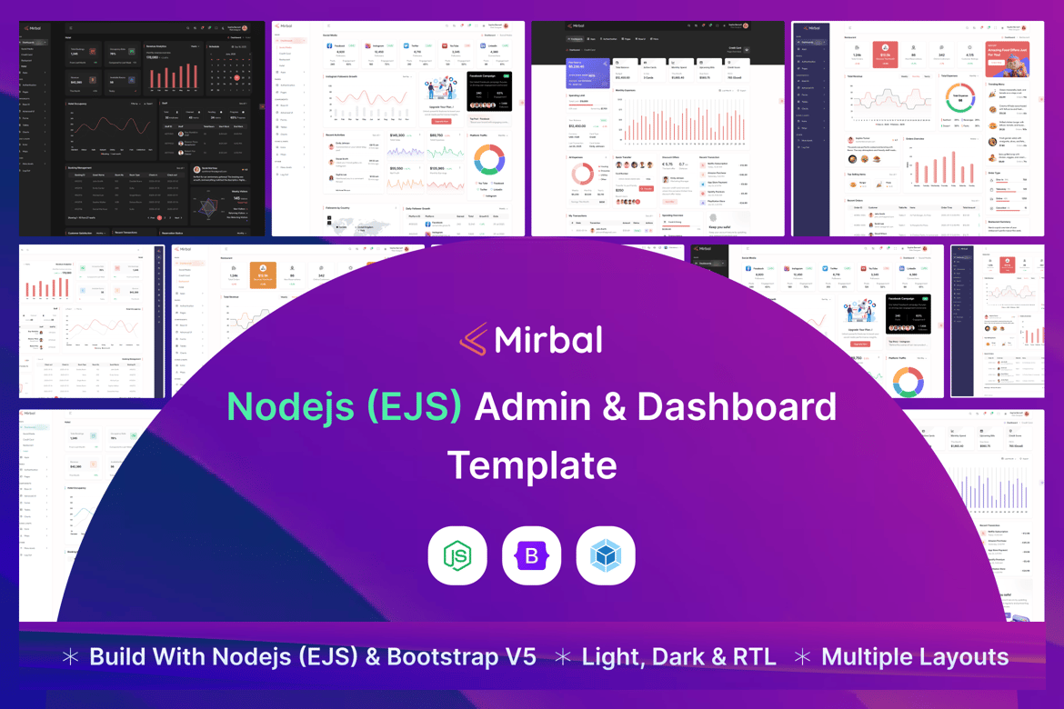 Mirbal - Template Website Admin Dashboard Modern untuk NodeJS