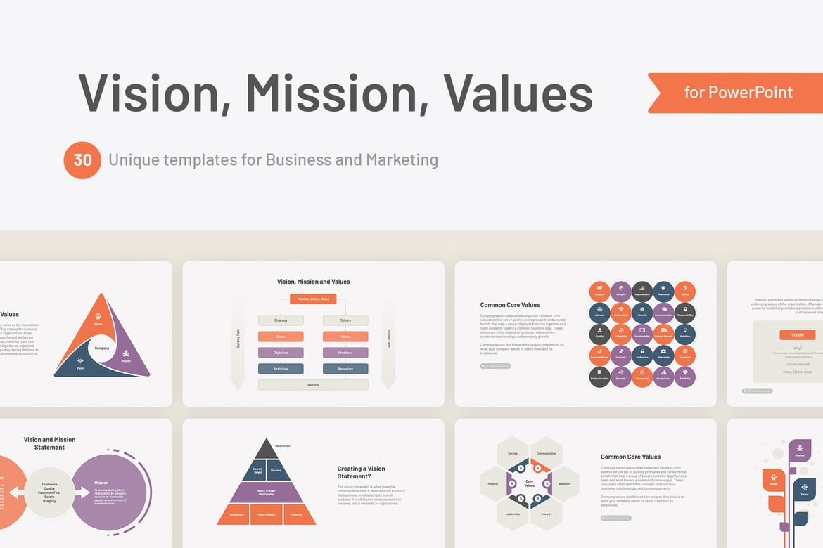 Template PowerPoint Misi, Visi, dan Nilai yang Menarik dan Profesional