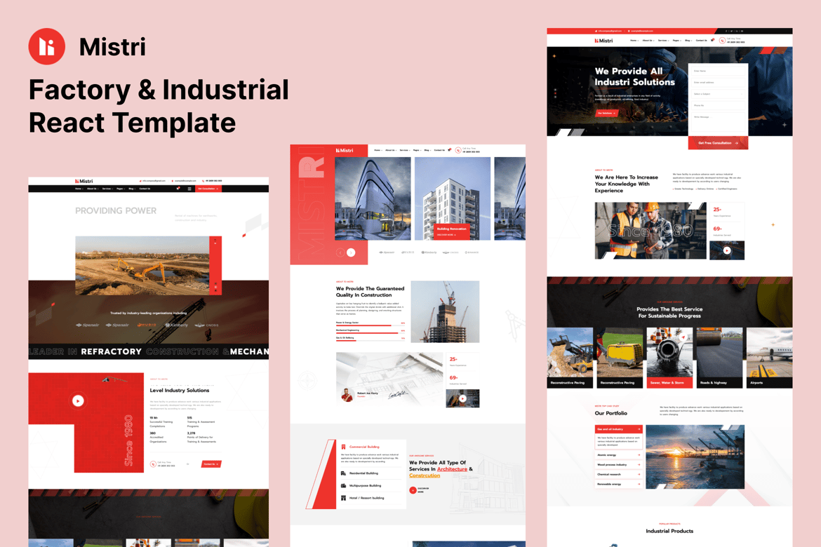 Mistri – Template Website React untuk Industri dan Pabrik