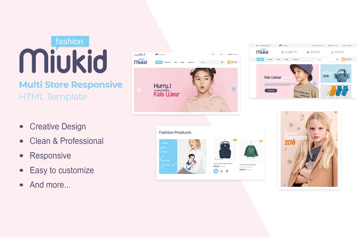 MiuKid | Template Website E-commerce Responsif untuk Toko Anak