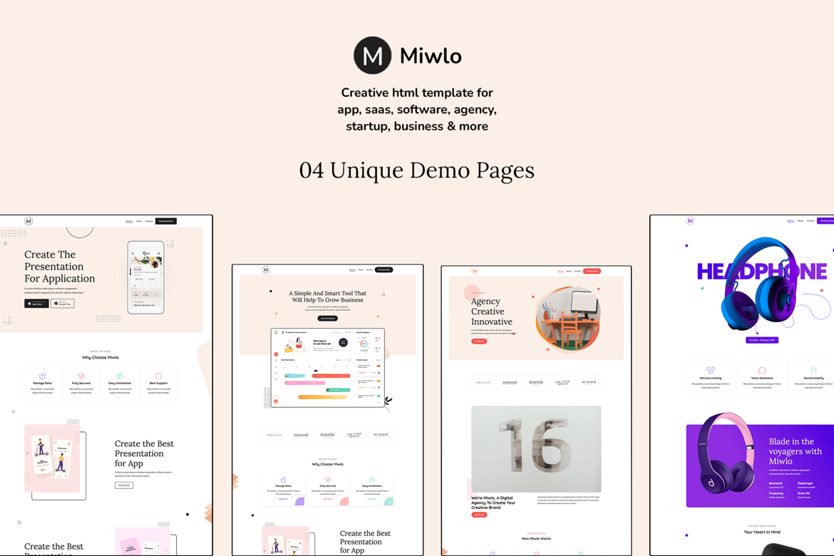 Miwlo - Template Website Landing Page Modern dan Responsif
