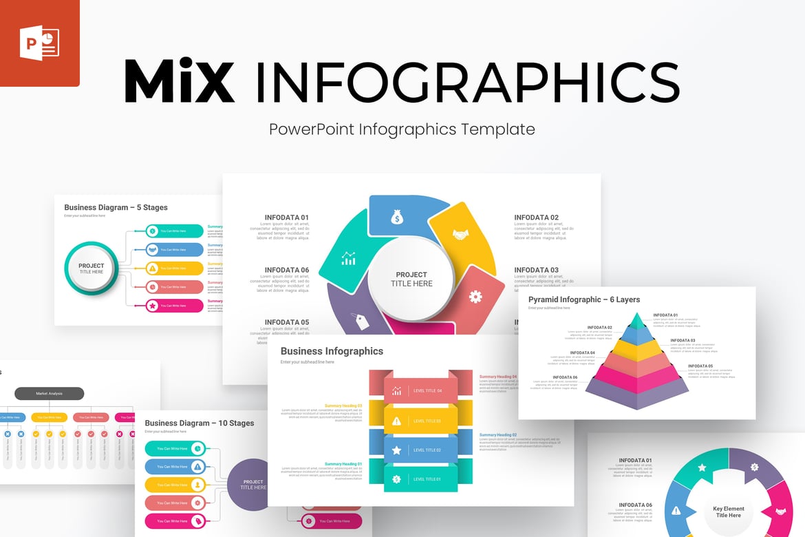 Template Presentasi PowerPoint Infografis Mix yang Menarik