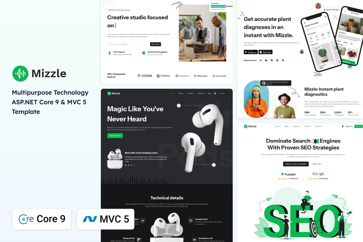 Mizzle - Template Website ASP.NET Core 9 MVC 5 Terbaik untuk Korporat