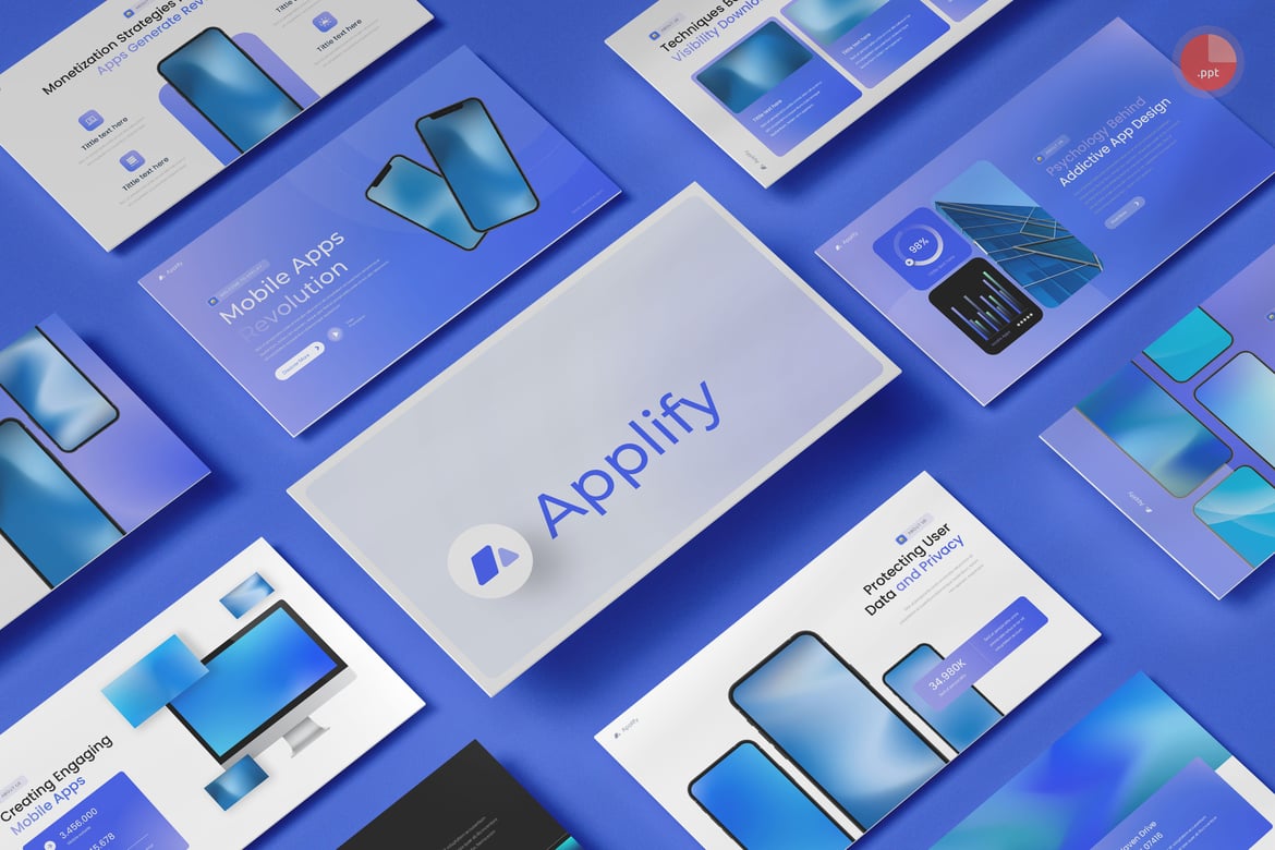 Template Presentasi PowerPoint Mobile App & SaaS yang Menarik